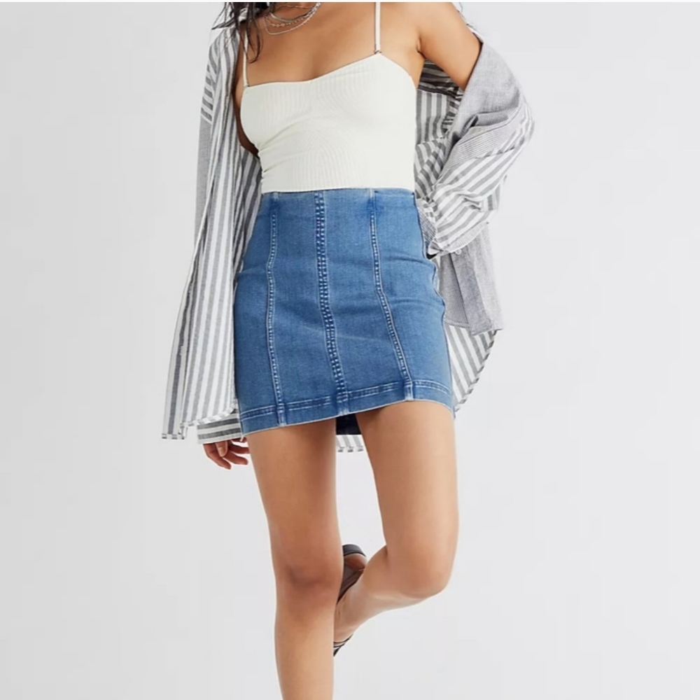 Free People Modern Femme Denim Skirt Sz 0 - Picture 5 of 7